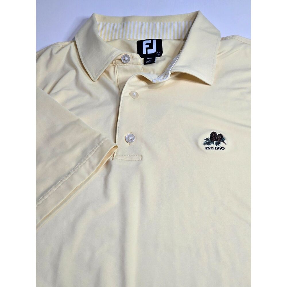 FootJoy ProDry Stretch Golf Polo Shirt | Men's Size Large | Pale Yellow